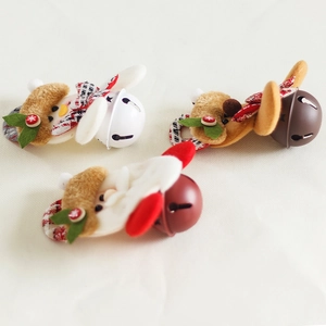 Three 6cm Christmas bell ornaments featuring Santa, snowman, and reindeer figures