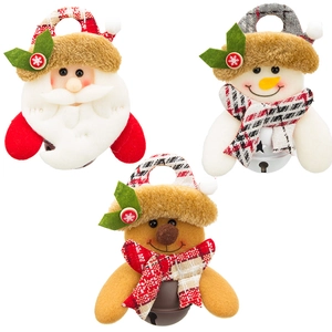 Three-piece Christmas bell pendants featuring Santa, snowman and reindeer for tree decor