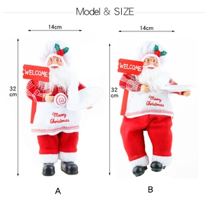 Standing Santa Claus chef doll dimensions 32x14cm with Welcome sign and festive apron