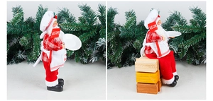Standing and sitting Chef Santa Claus decor with welcome sign and plaid outfit
