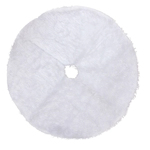 Faux fur pure white Christmas tree skirt decoration with fluffy long plush texture