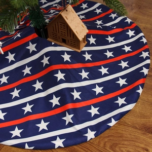 American flag Christmas tree skirt with stars and stripes for independence day home decor