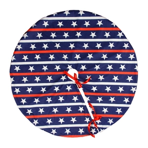Round USA Independence Day tree skirt with patriotic star and stripe pattern