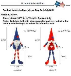 Detaillierte Größenangaben für Independence Day Gnome mit Sternen und Streifen Design