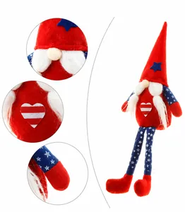 Detailed views of Independence Day gnome featuring star patterns and patriotic colors