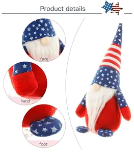 Detail view of Independence Day gnome showing face, hand, and foot craftsmanship