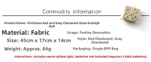 Details zum LED-Weihnachtswichtel mit Maßen 45x17x14cm und Stoffmaterial-Spezifikationen