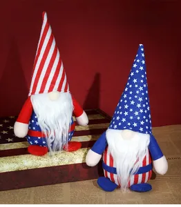 Detailed macro view of American Independence Day gnomes with stars and stripes patterns