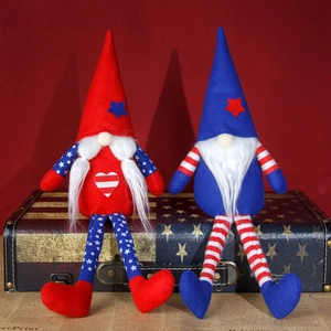 Pair of American Independence Day long-legged gnomes with stars and stripes design