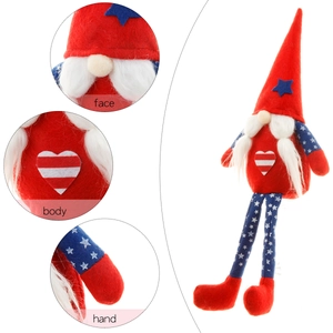 Patriotic July 4th gnome plush decoration with star hat and long legs for home decor