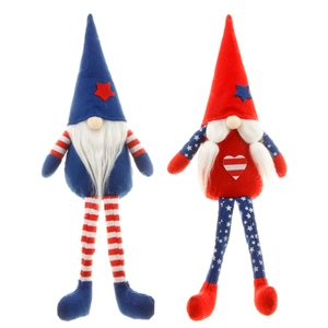 Pair of Patriotic American Independence Day Gnomes with Red White and Blue Stars and Stripes