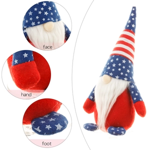 Patriotic Independence Day gnome with star and stripe hat showing detailed craftsmanship
