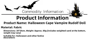 Specifiche del gnomo vampiro di Halloween con dimensioni e trama del tessuto