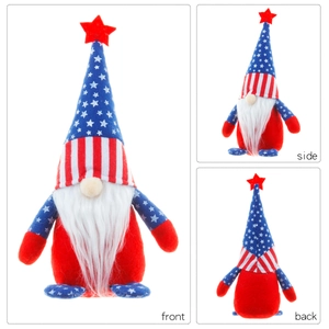 Gnome patriotique du Jour de l'Indépendance avec drapeau américain en vues avant latérale et arrière