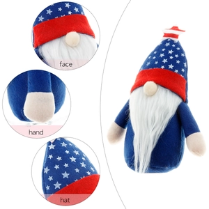 Patriotic 4th of July Independence Day gnome with American flag design and star patterns