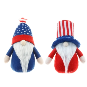 Set of two Independence Day gnomes with American flag patterns for home holiday decoration