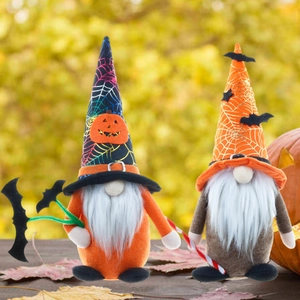 Halloween Gnome Plush Doll Faceless Rudolph Decoration With Pumpkin Bat Spider Web Patterns For Home Festive Party Desktop Ornament