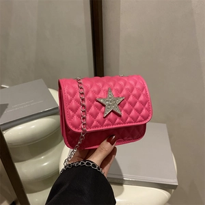 Sac à Épaule Femme Matelassé Étoile Strass Chaîne en Cuir PU Petit Sac Carré Bandoulière Mode Coréenne Fête Quotidien
