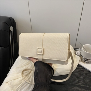 Women Fashion PU Leather Small Square Shoulder Bag With Stitching Flap Square Buckle Messenger Bag For Daily Crossbody Bag