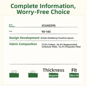 Size chart for children's jeans showing 90-140 sizes and cotton blend fabric details