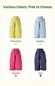 Kids wide-leg pants in four colors featuring elastic waist and large side pockets