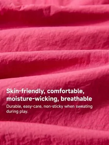 Texture detail of breathable red cotton fabric for children loose trousers