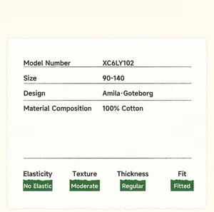 Size chart and fabric details for 100% cotton girls' dress with fit specifications