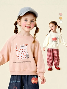 Girls' soft cotton sweatshirt set featuring cute cartoon animals and lettering graphics