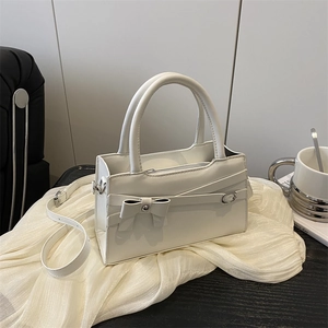 Women Korean Trendy PU Leather Small Square Handbag With Bowknot Crossbody Shoulder Bag For Daily Commute Versatile Lady Purse