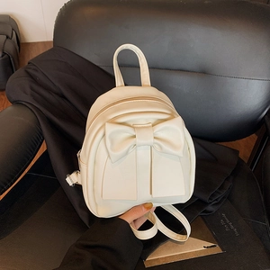 Women's Fashion Mini Backpack PU Leather Large Bow Knot Daypack Casual Versatile Small Shoulder Bag Sweet Style Travel Bag
