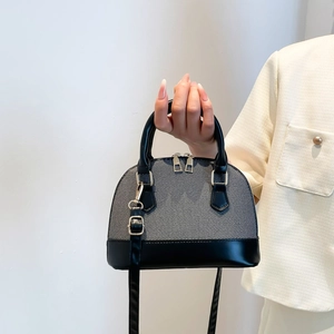 Women's Retro PU Leather Fabric Stitching Shell Handbag Fashion Casual Shoulder Crossbody Bag With Adjustable Strap