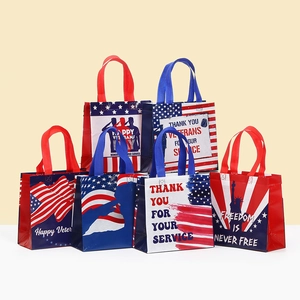Borse Regalo Bandiera Americana Veterans Day Borsa in Tessuto Non Tessuto Laminato Con Manici Patriottico Bomboniere Independence Day