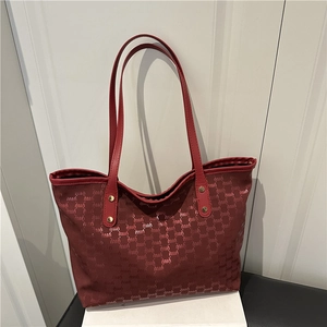 Mode Damen Große Kapazität Tragetasche Urban Minimalistisch PU Leder Monogramm Umhängetasche Mit Gold Nieten Pendler Handtasche