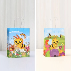 Sacchetti regalo in carta con api cartone animato, manici, arcobaleno e animali