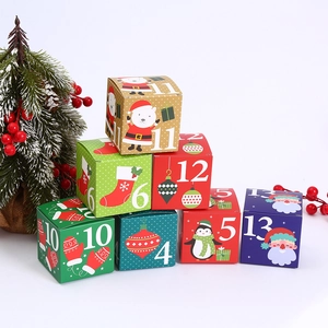 Christmas Advent calendar 24-day countdown gift boxes with festive holiday patterns