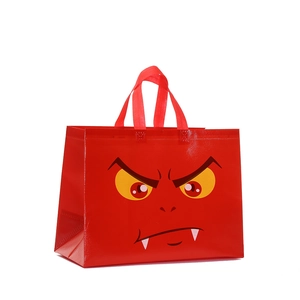 Red Halloween monster tote bag made of waterproof non-woven fabric for gifts