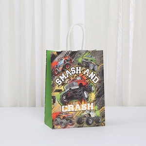 Off-road truck printed kraft paper gift bag with Smash and Crash design for parties