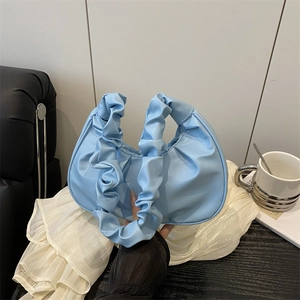 Borsa a Tracolla a Nuvola Plissettata alla Moda per Donna in Pelle PU Dolce Colore Caramella Borsa Sottobraccio Minimalista