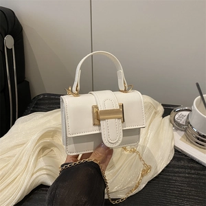 Mini Sac Carré pour Femmes en Cuir PU Brillant Sac à Main Bandoulière Chaîne Dorée Sac à Épaule Mode Navetteur Sacoche