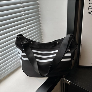 Sac Bandoulière Grande Capacité en Tissu Oxford pour Femmes Décontracté Design à Rayures Bandoulière Réglable Sac à Épaule Mode