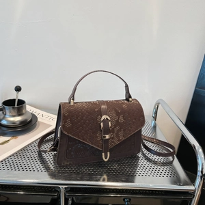 Women's Retro Snake Pattern PU Leather Shoulder Bag Luxury Small Square Handbag With Golden Horseshoe Buckle Crossbody Bag