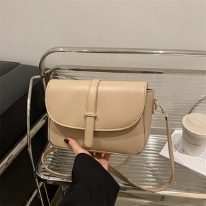 Retro PU Leder Schultertasche Für Damen Minimalistische Kleine Quadratische Umhängetasche Mit Goldener Metallschnalle Mode Handtasche