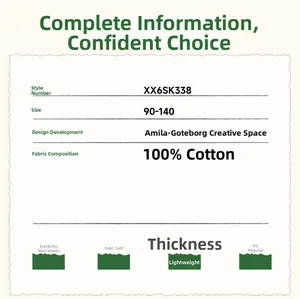 Tableau des tailles et détails du tissu 100% coton pour pantalon enfant en texture douce