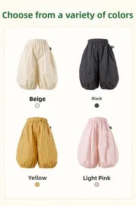 Détails de bloomers en coton à pois et rayures avec taille et poignets élastiques souples