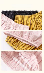 Détail de la taille élastique et des coutures de ce pantalon à pois pour enfants