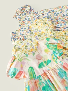 Robes d'été pour filles avec imprimés floraux et manches bouffantes en coton doux