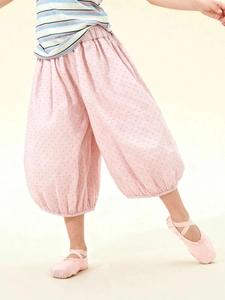 Pantalon bouffant rose à pois pour enfants avec taille élastique pour un style décontracté