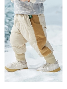 Warme donsbroek voor kinderen met corduroy details en geribbelde manchetten