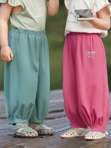 Pantaloni antizanzare leggeri traspiranti per bambini con elastico in vita e ricamo