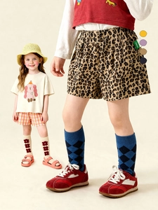 Shorts en Coton Décontractés pour Filles Respirants Imprimé Léopard Zèbre Carreaux Bas d'Été pour Enfants Confortables Taille Élastique